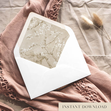 Almond Blossom Printable Envelope Liners