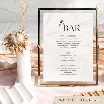 Brighton Bar Menu Sign Template