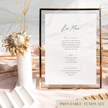 Claremont Bar Menu Sign Template