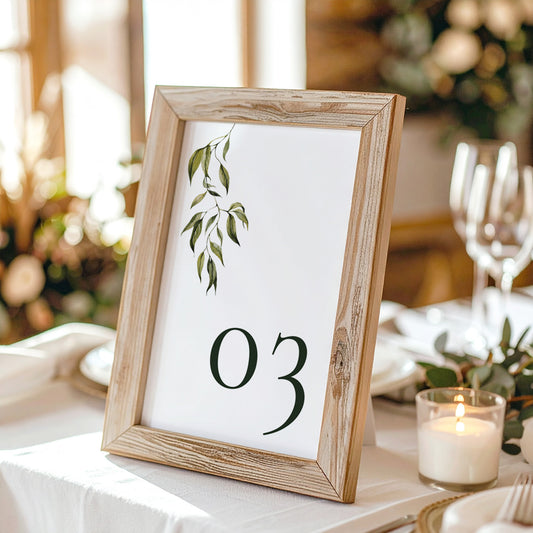 Evergreen Table Numbers Template