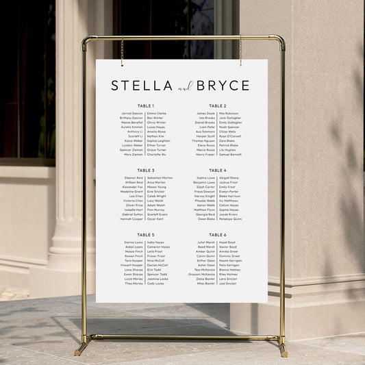 Harbour Wedding Seating Chart Template (Long Tables)