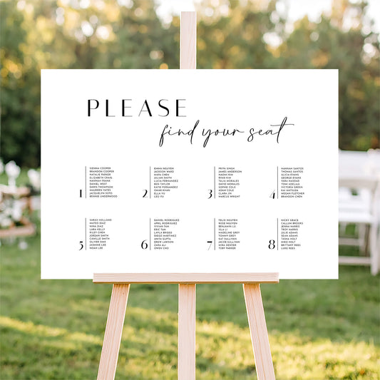 Brighton Wedding Seating Chart Template (Round Tables) (Horizontal)