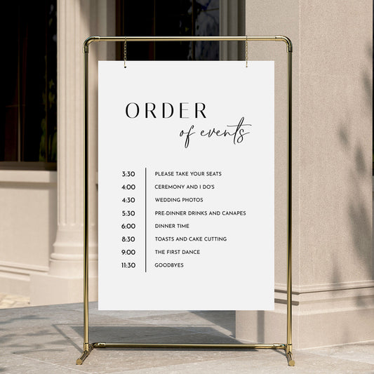 Brighton Wedding Order of Events Sign Template