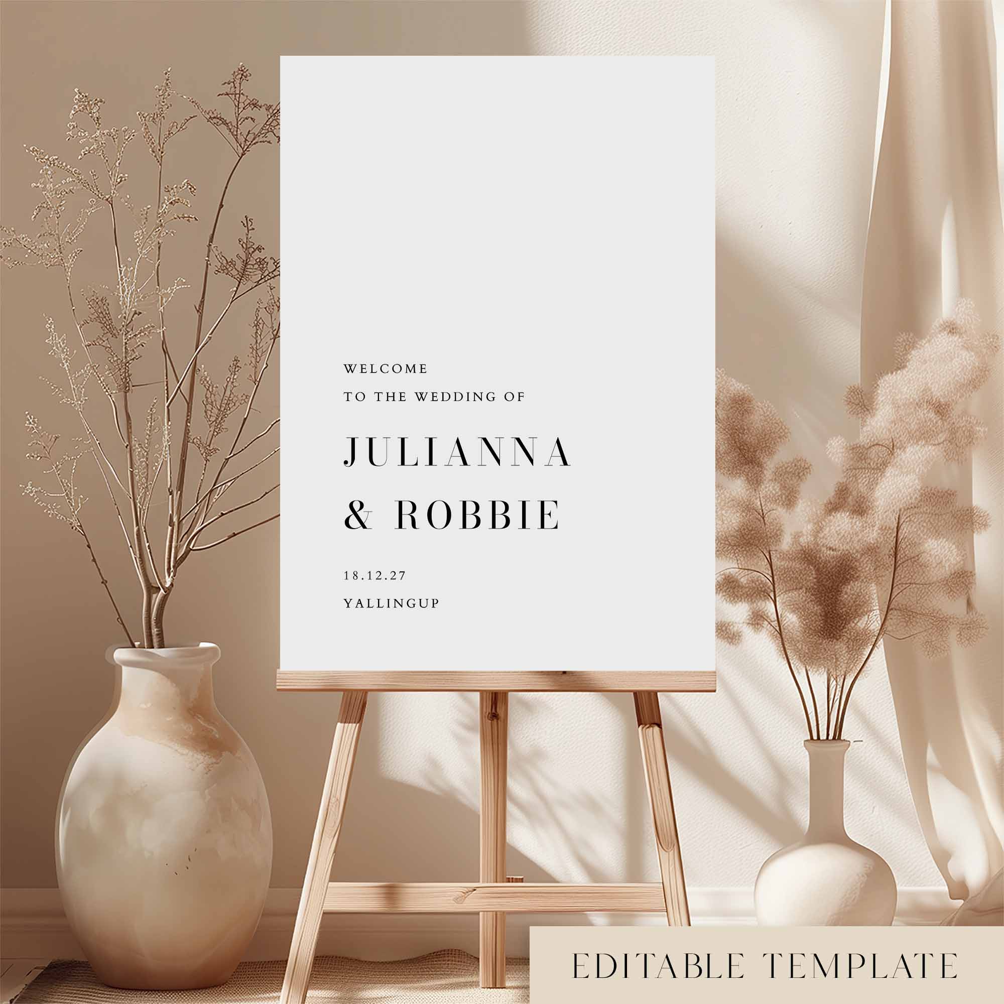 Editable Modern Wedding Welcome Sign Template | Brooklyn – The Hello Bureau