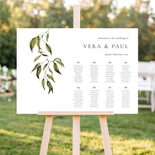 Evergreen Wedding Seating Chart Template (Round Tables) (Horizontal)