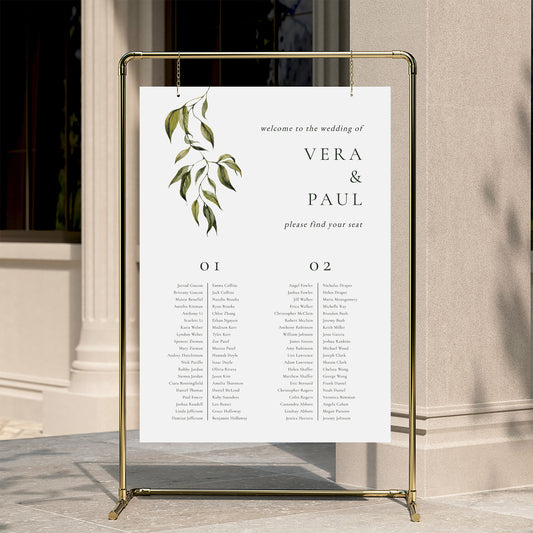 Evergreen Wedding Seating Chart Template (Long Tables)