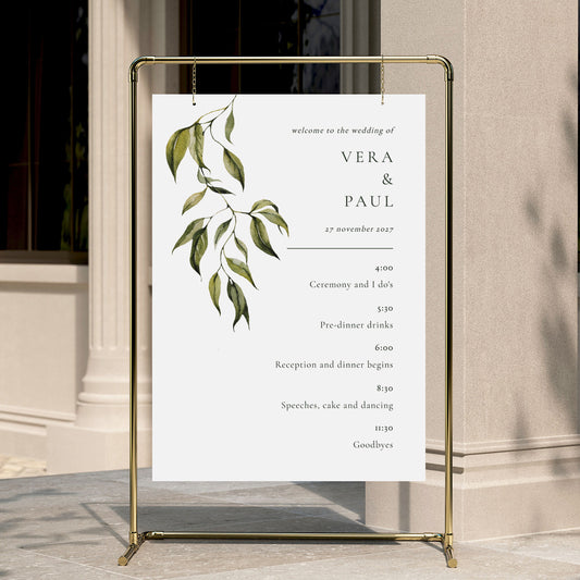 Evergreen Wedding Order of Events Sign Template