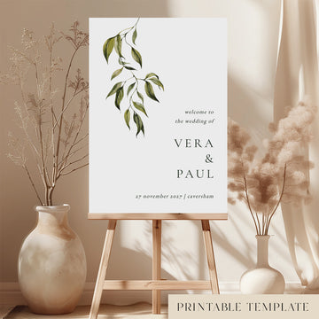 Evergreen Wedding Welcome Sign Template