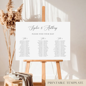 Marais Wedding Seating Chart Template (Long Tables) (Horizontal)