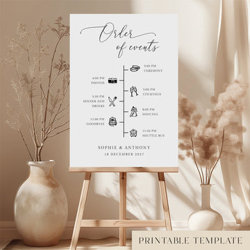 Marais Wedding Order of Events Sign Template