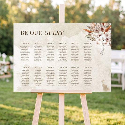 Solana Wedding Seating Chart Template (Round Tables) (Horizontal)