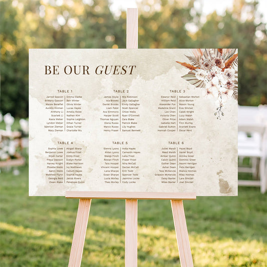 Solana Wedding Seating Chart Template (Long Tables) (Horizontal)