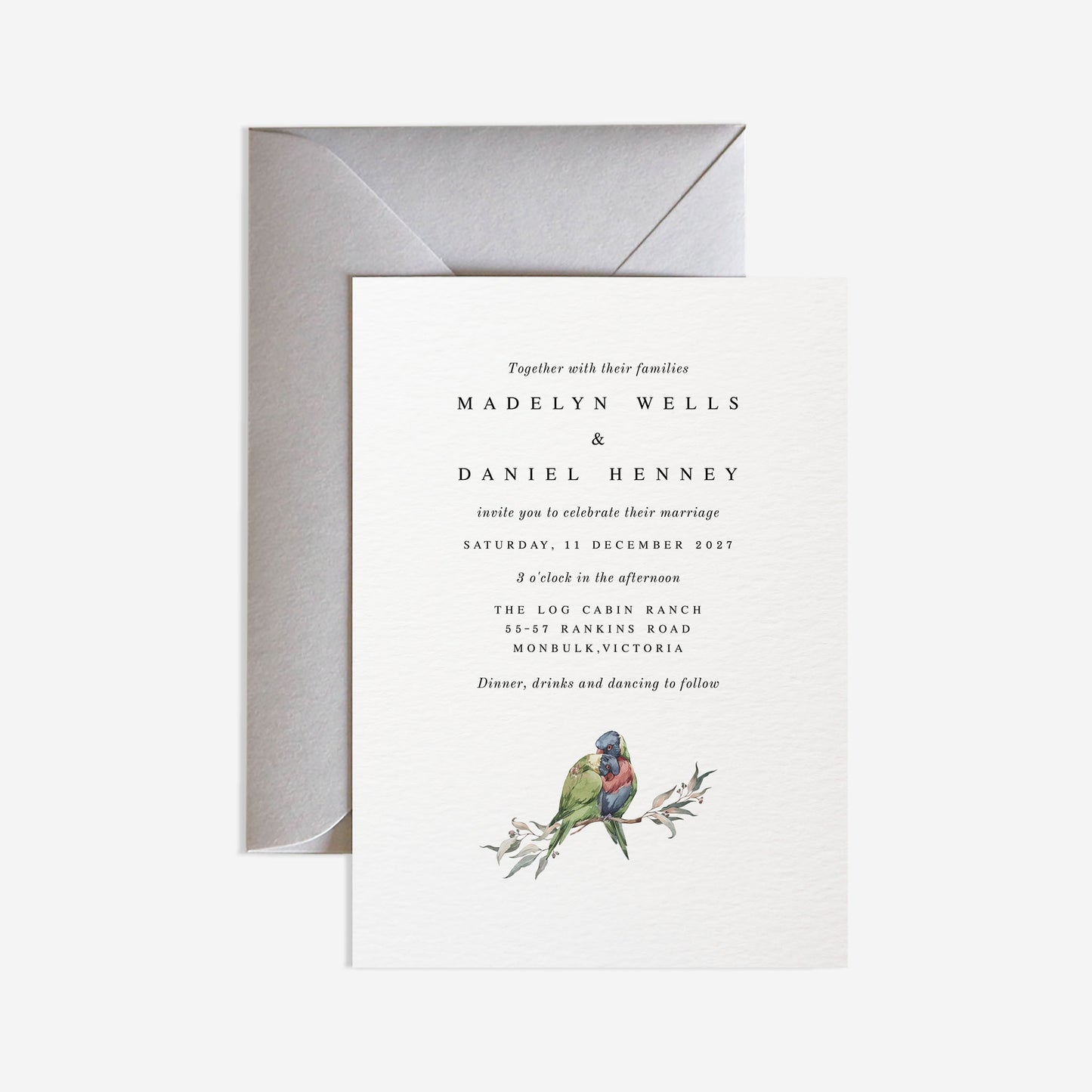Lorikeets Wedding Invitation