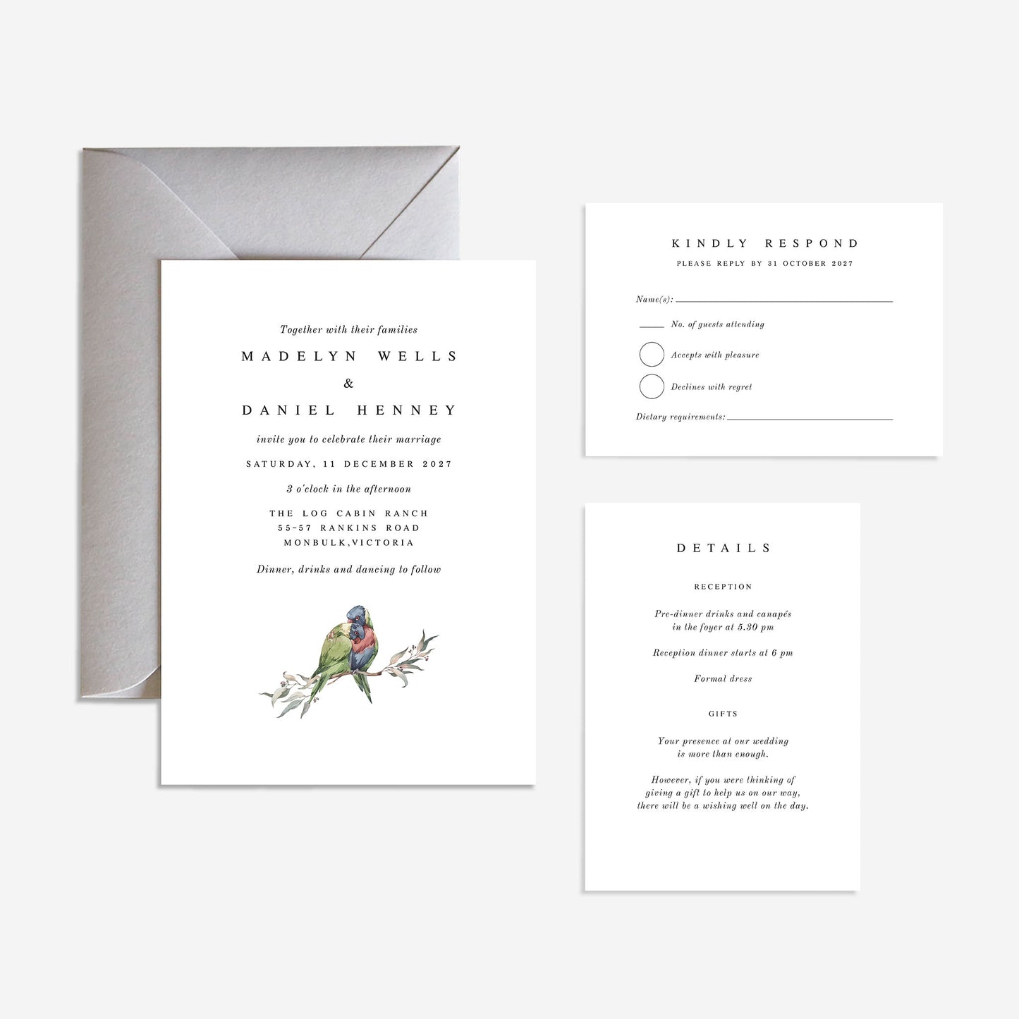 Lorikeets Wedding Invitation