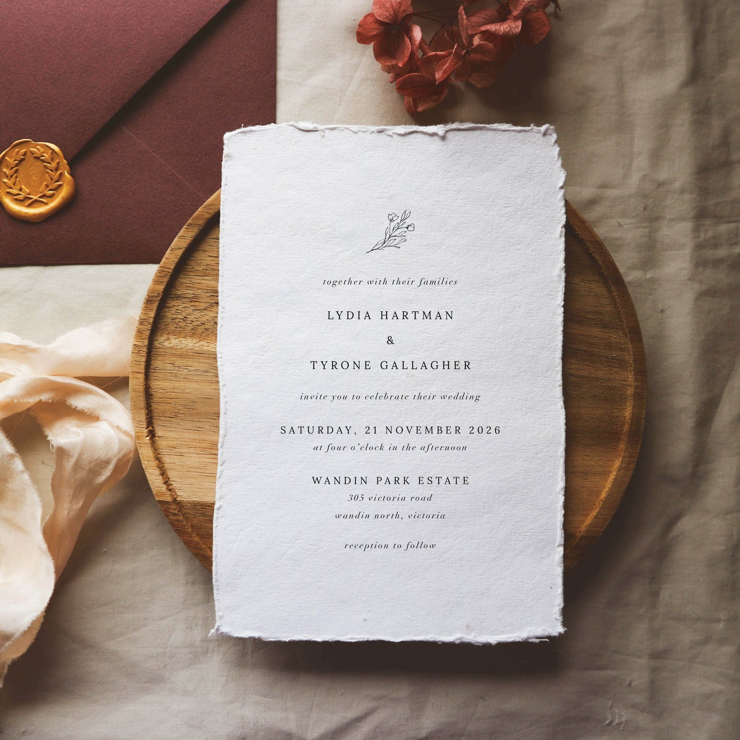 Handmade Paper Wedding Invitations Perth