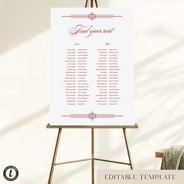 Arden 2-Table Long Tables Wedding Seating Chart Template (US)