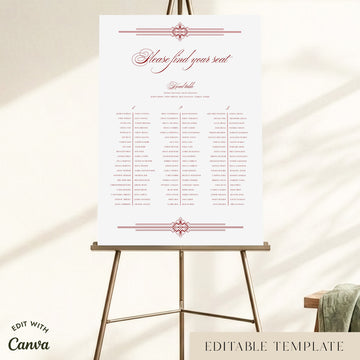 Arden 3-Long Tables Wedding Seating Chart Template