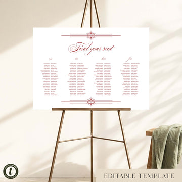 Arden 4-Table Long Tables Wedding Seating Chart Template (Landscape) (US)