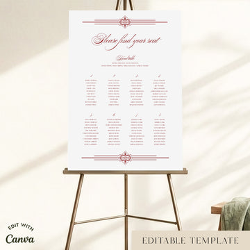 Arden 8-Table Wedding Seating Chart Template