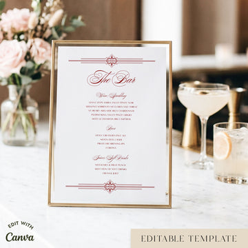Arden Bar Menu Sign Template