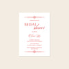 Old-money style bridal shower invitation template design on a beige background.