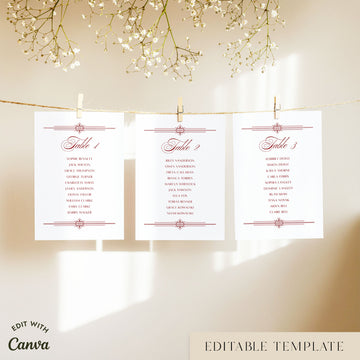 Arden Wedding Seating Chart Cards Template