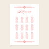 Wedding seating chart template design on a beige background.