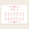 Horizontal wedding seating chart sign template design on a beige background.