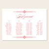 Horizontal wedding seating chart sign template design on a beige background.