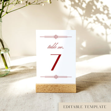 Arden Table Numbers Template