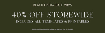 Black Friday sale banner with text on a dark green background.