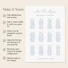 Bondi 12-Table Wedding Seating Chart Template (US)