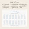 Bondi 16-Table Wedding Seating Chart Template (Landscape) (US)