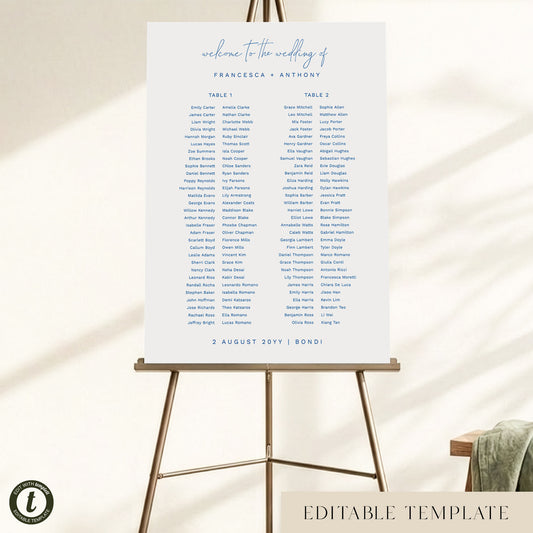 Bondi 2-Table Long Tables Wedding Seating Chart Template
