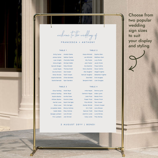 Bondi 4-Table Long Tables Wedding Seating Chart Template