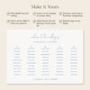 Bondi 5-Table Wedding Seating Chart Template (Landscape) (US)