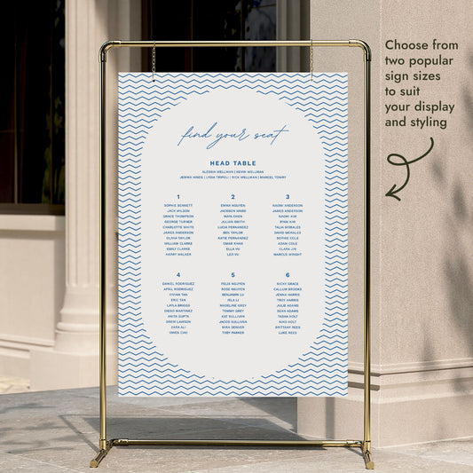 Bondi 6-Table Wedding Seating Chart Template