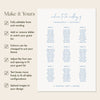 Bondi 9-Table Wedding Seating Chart Template (US)