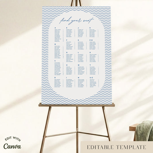 Bondi Alphabetical Seating Chart Template