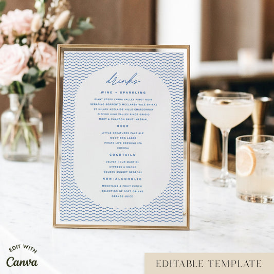 Bondi Bar Menu Sign Template