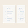 Two wedding menu templates, one tall and one wide, displayed on a beige background.