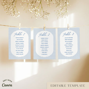 Bondi Wedding Seating Chart Cards Template