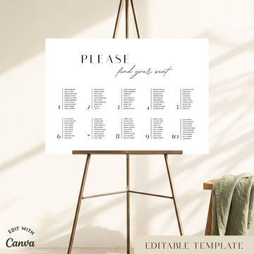 Brighton 10-Table Wedding Seating Chart Template (Landscape)