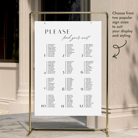 Brighton 12-Table Wedding Seating Chart Template