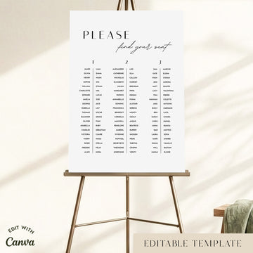 Brighton 3-Table Long Tables Wedding Seating Chart Template