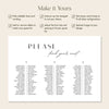 Brighton 3-Table Long Tables Wedding Seating Chart Template (Landscape)