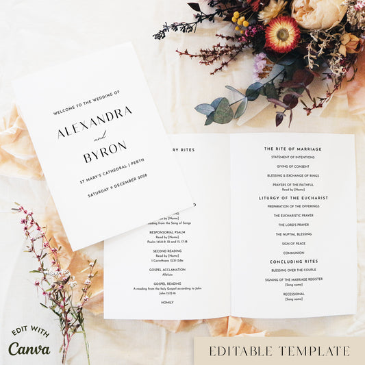 Brighton 4-Page Catholic Wedding Program Template