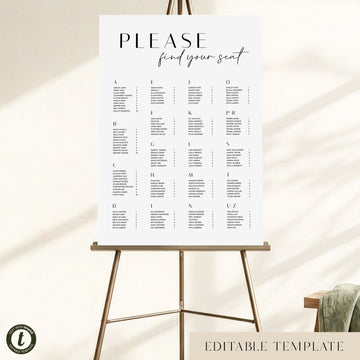Brighton Alphabetical Seating Chart Template (US)