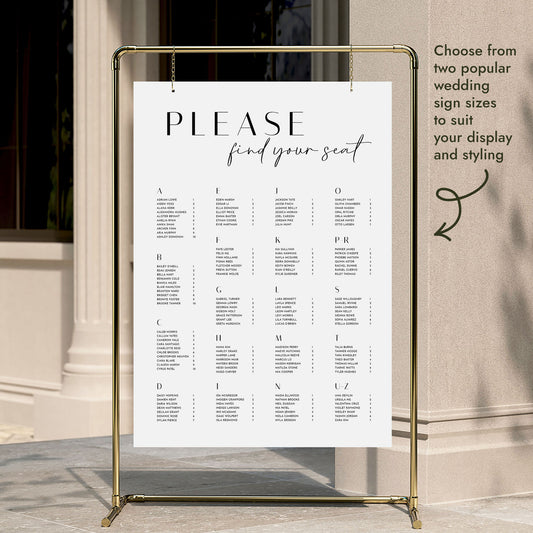 Brighton Alphabetical Seating Chart Template (US)