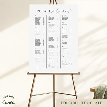 Brighton Alphabetical Seating Chart Template